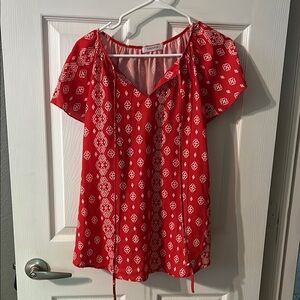 Red Patterned Women's Top